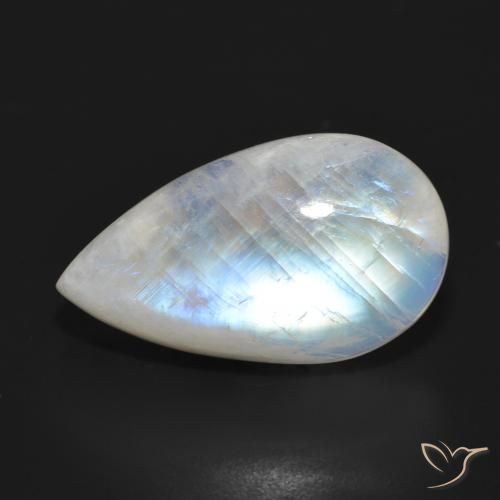21.04ct Natural Bluish White Rainbow Moonstone, Pear Shape, Translucent