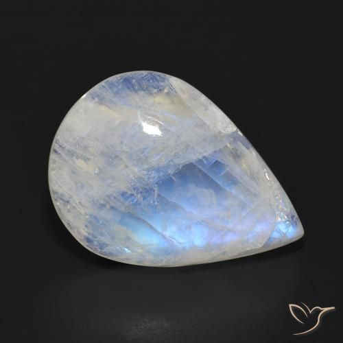 18.06 ct White Rainbow Moonstone Stone, Natural Rainbow Moonstone in Pear Cabochon Shape for Sale