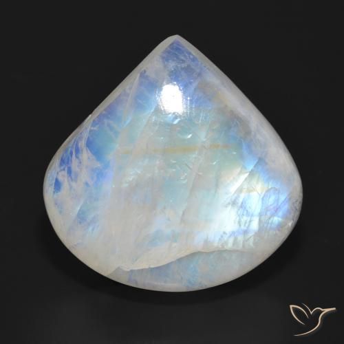 30.80ct Natural Bluish White Rainbow Moonstone, Pear Shape, Translucent