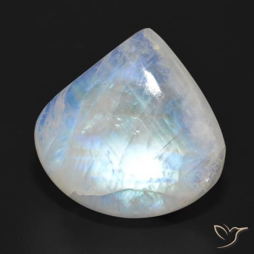 30.80 ct White Rainbow Moonstone Stone, Natural Rainbow Moonstone in Pear Cabochon Shape for Sale