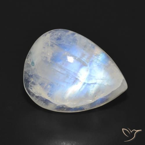 13.18ct Natural Bluish White Rainbow Moonstone, Pear Shape, Translucent