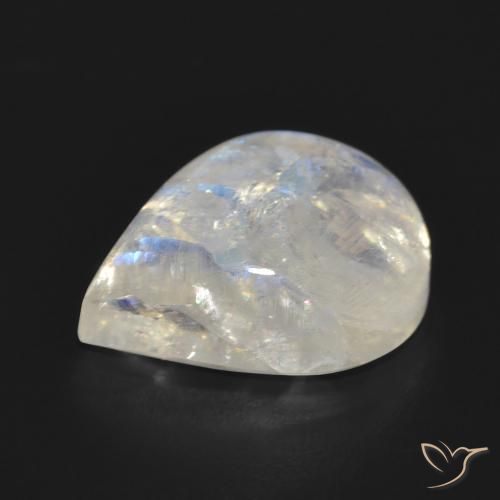 Rainbow Moonstone Gemstone in 16.8 x 14 mm Size for Sale, Rainbow Moonstone Stone in Bluish White Color