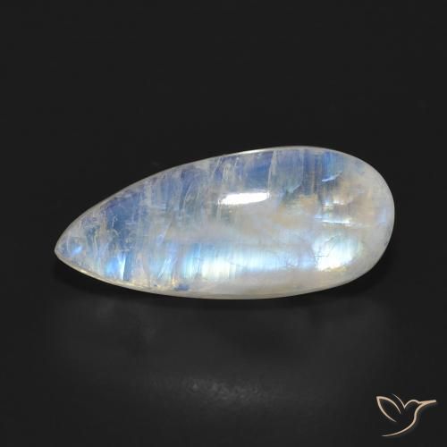 7.88ct Natural Bluish White Rainbow Moonstone, Pear Shape, Translucent