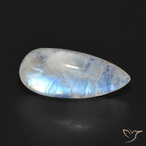 7.88 ct White Rainbow Moonstone Stone, Natural Rainbow Moonstone in Pear Cabochon Shape for Sale