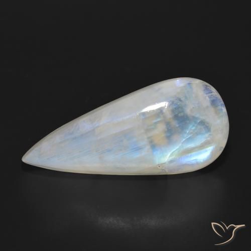 24.85ct Natural Bluish White Rainbow Moonstone, Pear Shape, Translucent