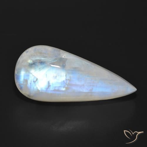 24.85 ct White Rainbow Moonstone Stone, Natural Rainbow Moonstone in Pear Cabochon Shape for Sale