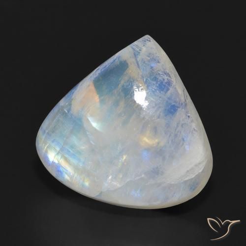 11.23 ct White Rainbow Moonstone Stone, Natural Rainbow Moonstone in Pear Cabochon Shape for Sale