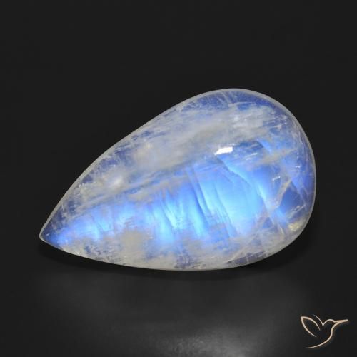 20.73ct Natural Bluish White Rainbow Moonstone, Pear Shape, Translucent