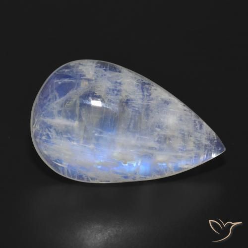 20.73 ct White Rainbow Moonstone Stone, Natural Rainbow Moonstone in Pear Cabochon Shape for Sale