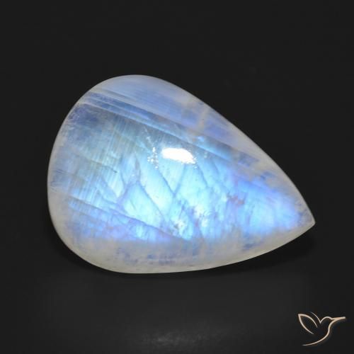 11.87ct Natural Bluish White Rainbow Moonstone, Pear Shape, Translucent