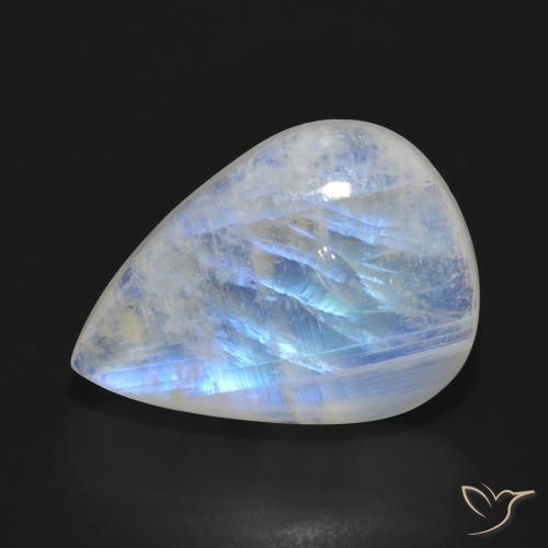 11.87 ct White Rainbow Moonstone Stone, Natural Rainbow Moonstone in Pear Cabochon Shape for Sale