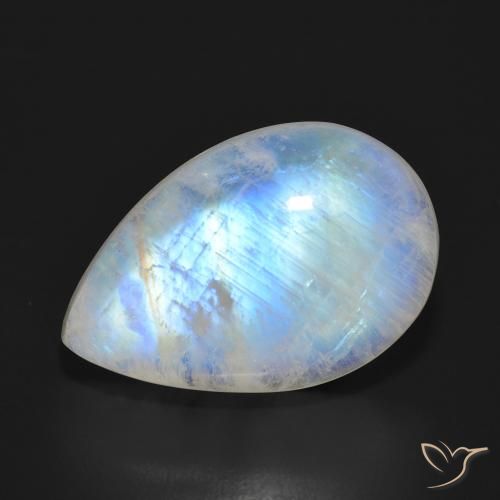 18.25ct Natural Bluish White Rainbow Moonstone, Pear Shape, Translucent