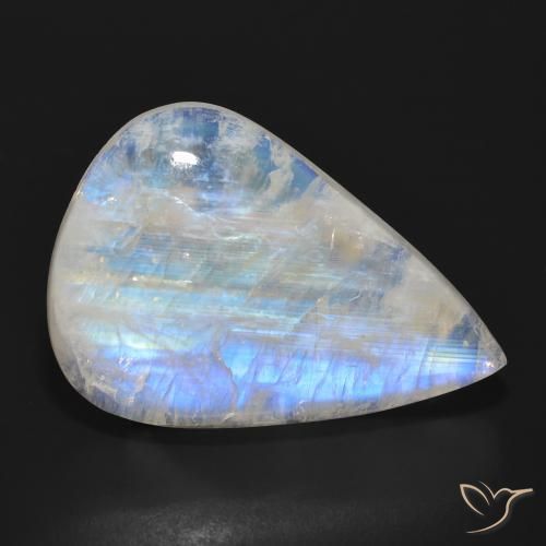 25.41ct Natural Bluish White Rainbow Moonstone, Pear Shape, Translucent