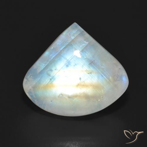 10.90 ct White Rainbow Moonstone Stone, Natural Rainbow Moonstone in Pear Cabochon Shape for Sale
