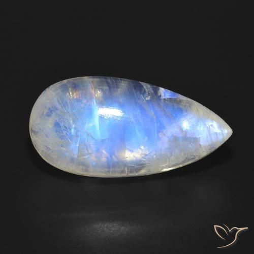 18.02ct Natural Bluish White Rainbow Moonstone, Pear Shape, Translucent