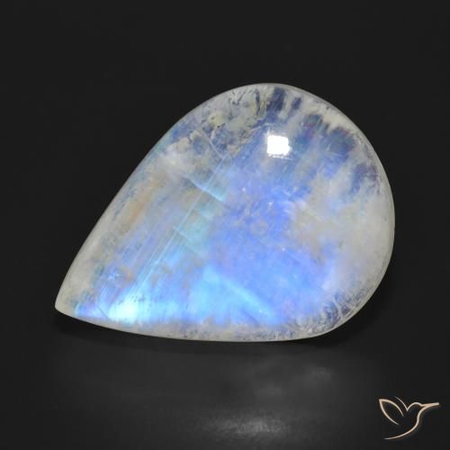 24.76ct Natural Bluish White Rainbow Moonstone, Pear Shape, Translucent