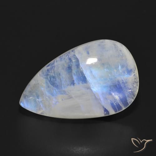17.97ct Natural Bluish White Rainbow Moonstone, Pear Shape, Translucent