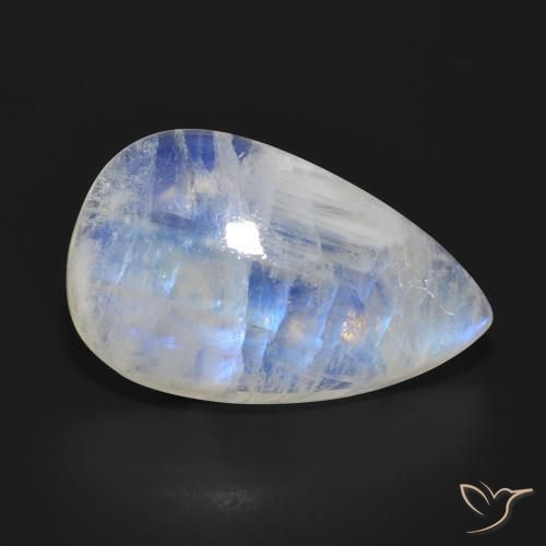 17.97 ct White Rainbow Moonstone Stone, Natural Rainbow Moonstone in Pear Cabochon Shape for Sale