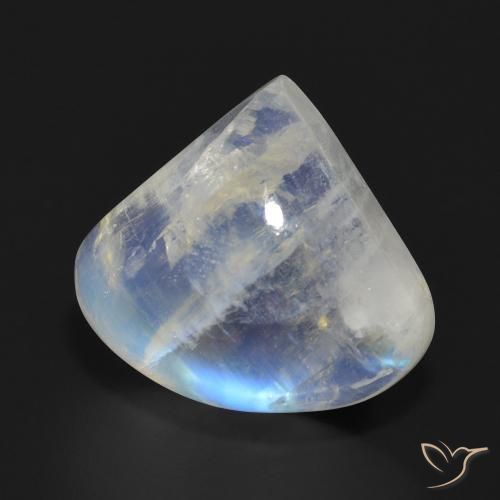 13.73 ct White Rainbow Moonstone Stone, Natural Rainbow Moonstone in Pear Cabochon Shape for Sale