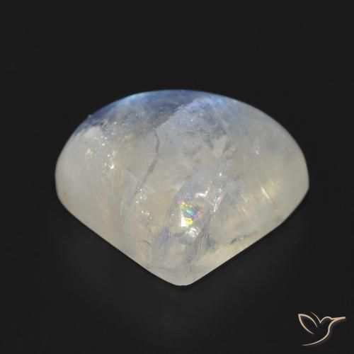 Rainbow Moonstone Gemstone in 15.9 x 17.3 mm Size for Sale, Rainbow Moonstone Stone in Bluish White Color