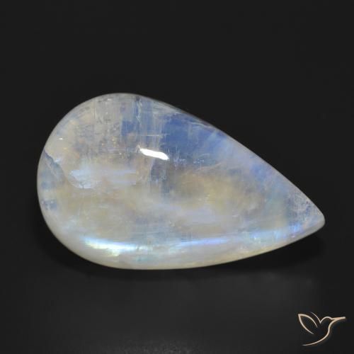 23.70 ct White Rainbow Moonstone Stone, Natural Rainbow Moonstone in Pear Cabochon Shape for Sale