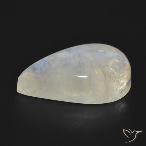 Rainbow Moonstone Gemstone in 25.3 x 15.2 mm Size for Sale, Rainbow Moonstone Stone in Bluish White Color