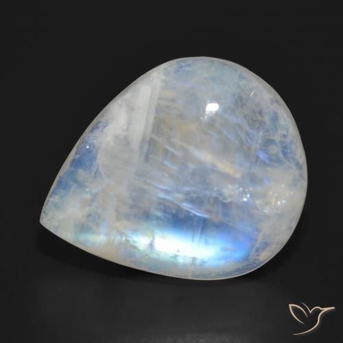 19.29ct Natural Bluish White Rainbow Moonstone, Pear Shape, Translucent
