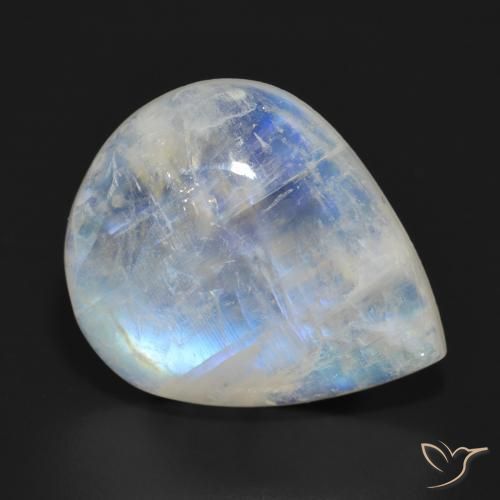 19.29 ct White Rainbow Moonstone Stone, Natural Rainbow Moonstone in Pear Cabochon Shape for Sale