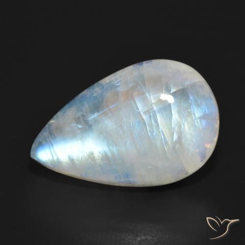 15.38ct Natural Bluish White Rainbow Moonstone, Pear Shape, Translucent