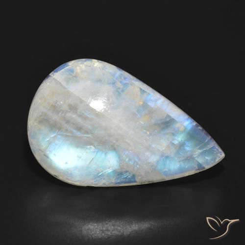 14.33 ct White Rainbow Moonstone Stone, Natural Rainbow Moonstone in Pear Cabochon Shape for Sale
