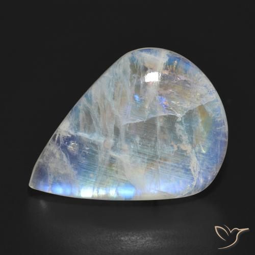 15.14ct Natural Bluish White Rainbow Moonstone, Pear Shape, Translucent