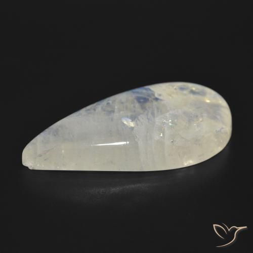 Rainbow Moonstone Gemstone in 34.4 x 17.6 mm Size for Sale, Rainbow Moonstone Stone in Bluish White Color