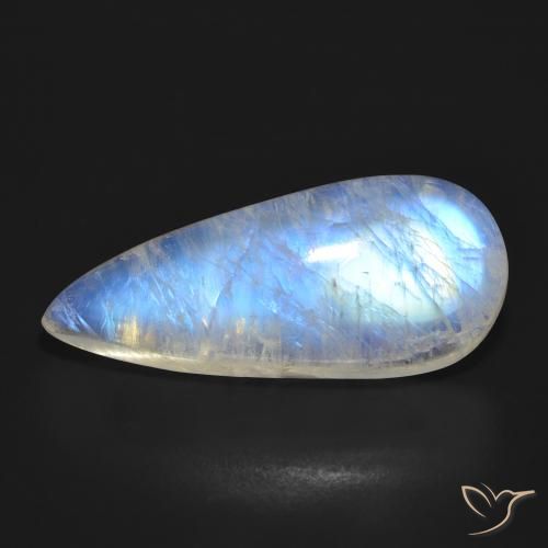 17.24ct Natural Bluish White Rainbow Moonstone, Pear Shape, Translucent
