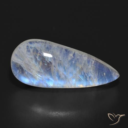 17.24 ct White Rainbow Moonstone Stone, Natural Rainbow Moonstone in Pear Cabochon Shape for Sale