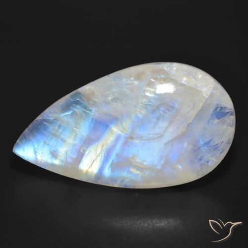 47.03ct Natural Bluish White Rainbow Moonstone, Pear Shape, Translucent