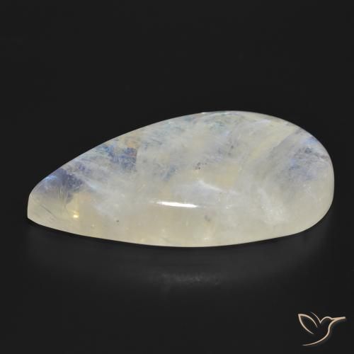 Rainbow Moonstone Gemstone in 37.3 x 20.7 mm Size for Sale, Rainbow Moonstone Stone in Bluish White Color