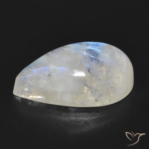 Rainbow Moonstone Gemstone in 19.5 x 12.3 mm Size for Sale, Rainbow Moonstone Stone in Bluish White Color