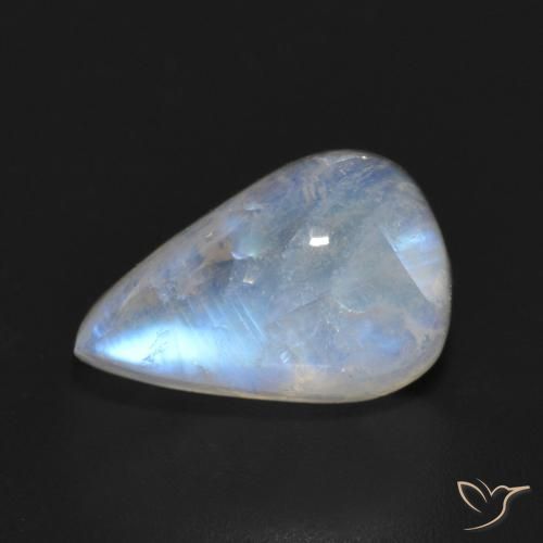6.55ct Natural Bluish White Rainbow Moonstone, Pear Shape, Translucent