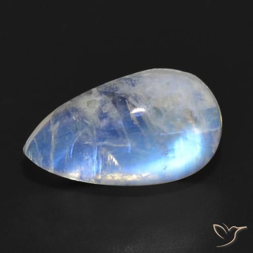 7.10ct Natural Bluish White Rainbow Moonstone, Pear Shape, Translucent