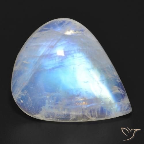 18.06 ct White Rainbow Moonstone Gemstone, Rainbow Moonstone Gem in Pear Cabochon Shape for Sale.