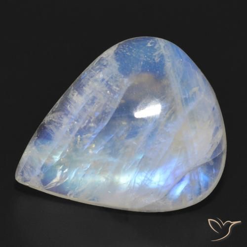 18.06 ct White Rainbow Moonstone Stone, Natural Rainbow Moonstone in Pear Cabochon Shape for Sale