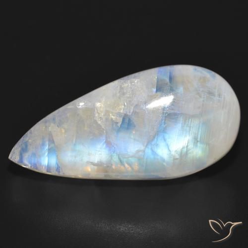 23.92ct Natural Bluish White Rainbow Moonstone, Pear Shape, Translucent