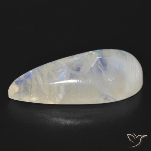 Rainbow Moonstone Gemstone in 30.6 x 14.5 mm Size for Sale, Rainbow Moonstone Stone in Bluish White Color
