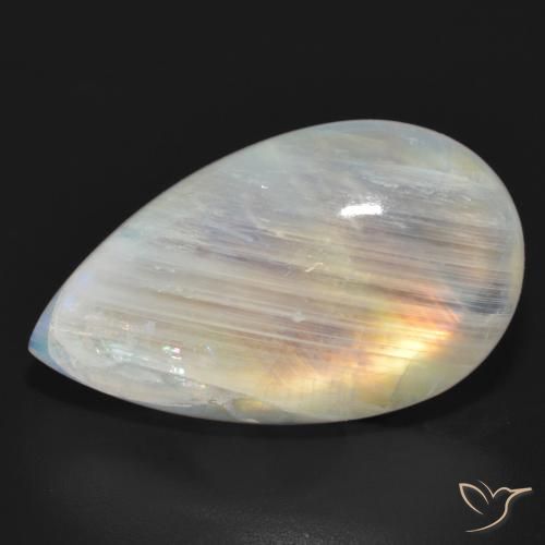 23.63ct Natural Bluish White Rainbow Moonstone, Pear Shape, Translucent