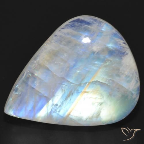 20.35ct Natural Bluish White Rainbow Moonstone, Pear Shape, Translucent