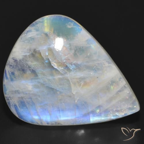 20.35 ct White Rainbow Moonstone Stone, Natural Rainbow Moonstone in Pear Cabochon Shape for Sale