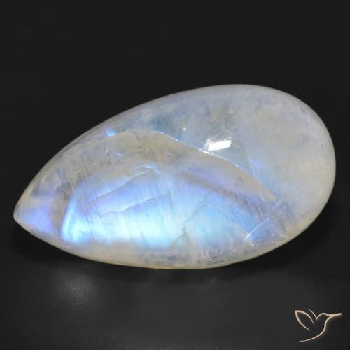 20.60ct Natural Bluish White Rainbow Moonstone, Pear Shape, Translucent