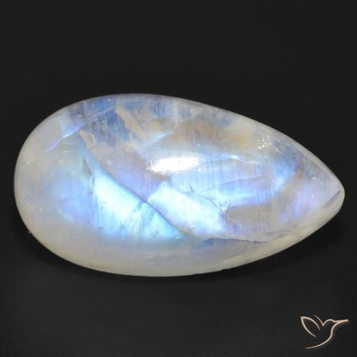 20.60 ct White Rainbow Moonstone Stone, Natural Rainbow Moonstone in Pear Cabochon Shape for Sale
