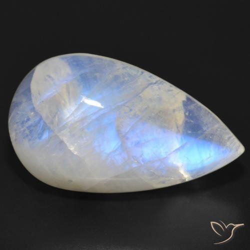 22.05ct Natural Bluish White Rainbow Moonstone, Pear Shape, Translucent