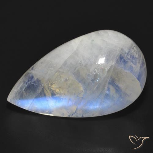 22.05 ct White Rainbow Moonstone Stone, Natural Rainbow Moonstone in Pear Cabochon Shape for Sale